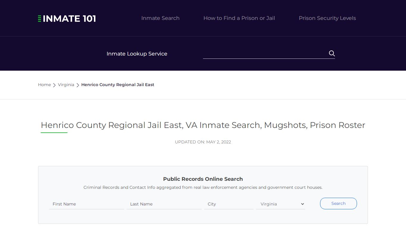 Henrico County Regional Jail East, VA Inmate Search ...